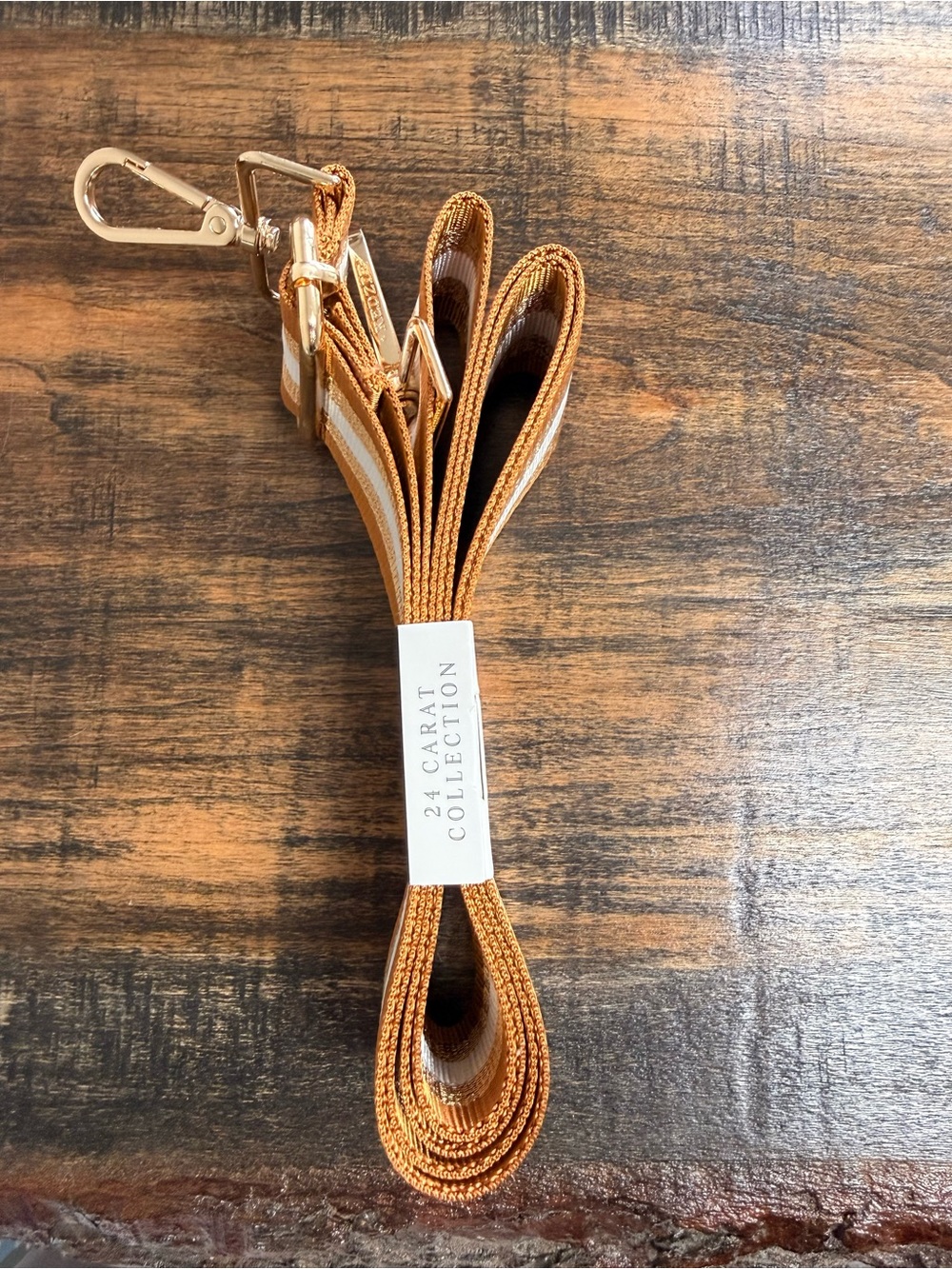 Kedzie Gold and White Striped Removable Crossbody Strap - Picture 4 of 4